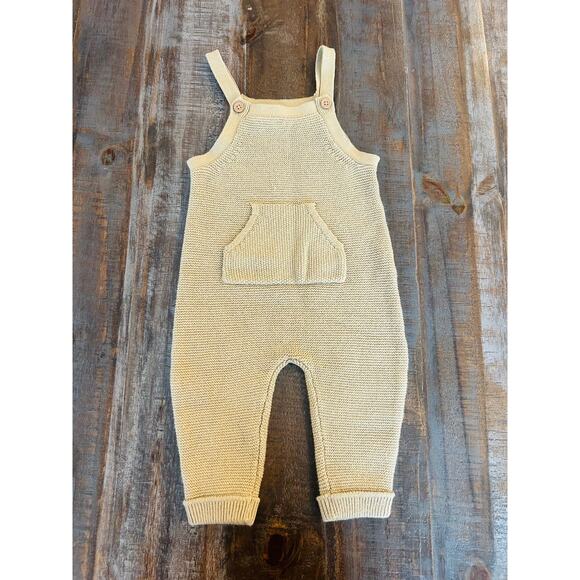 Carters Organic Cotton Sweater Knit Overalls Size 9 Months Unisex Khaki - Picture 7 of 7